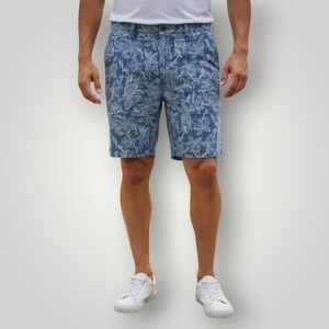 Tommy Bahama Shorts Mens 40 Blue Floral Linen Casual Summer Style Soft Breathabl